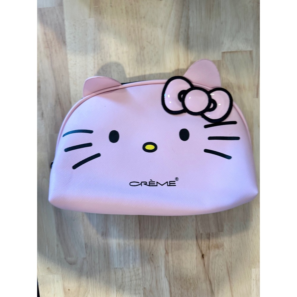 The Creme Shop Hello Kitty Pink Makeup Bag Cosmetic Pouch Sanrio Vegan Leather - Picture 5 of 9